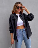 Distressed denim shirt oversized jacket frayed hem ripped shacket neon colours