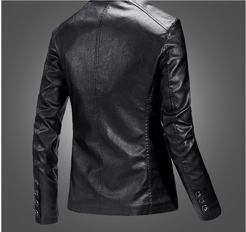 Black Leather Blazer for Men Overcoat Casual Blazer Jacket for Men