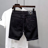 Mens Shorts Denim Stretch Cotton Ripped Slim Casual Summer Half Pant Jeans