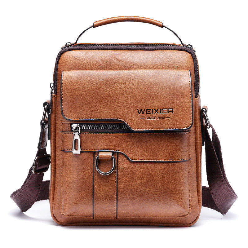 Men's Faux Leather Flaps Crossbody Messenger One Shoulder Bag