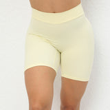 Womens Back Waist Deep V-shaped Wrinkle Tight Yoga Shorts