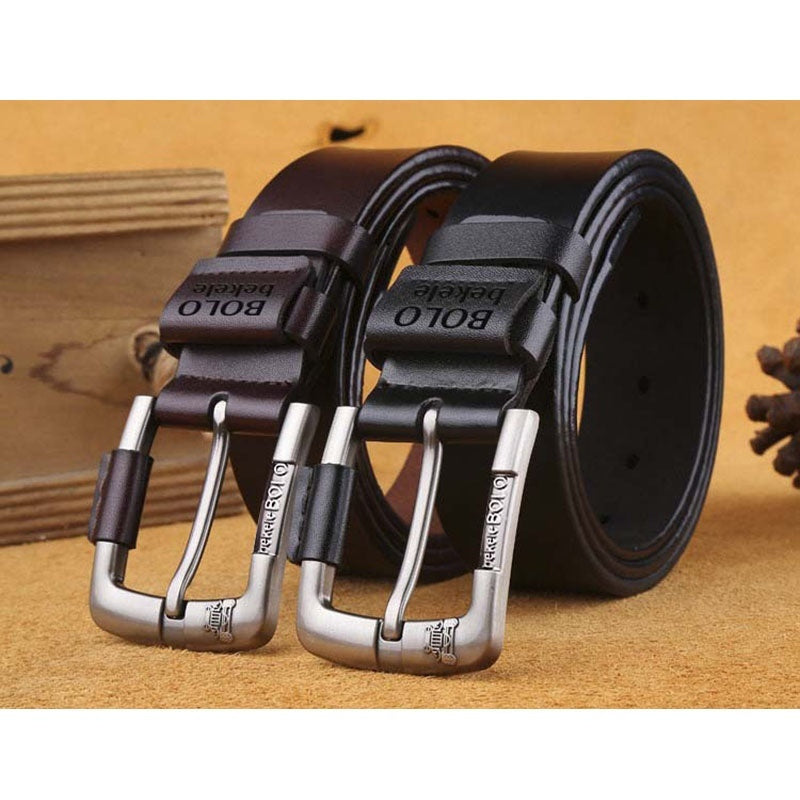 Mens Creative Leather Belt Cowhide Belt Pin Buckle Belt