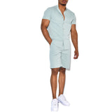 Mens Shirt Short Sleeve Two-piece Suit For Men