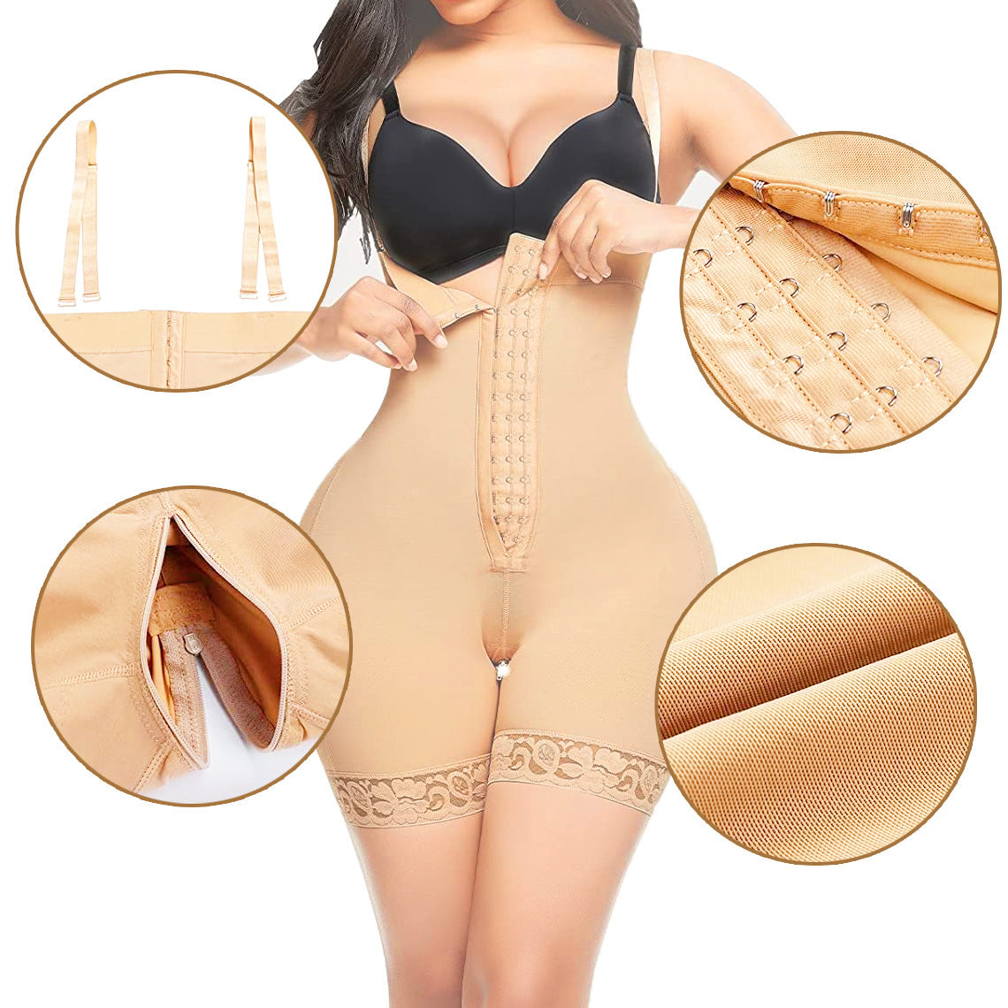 Womens High Waisted Body Pants Crotch Zipper Tummy Lifting Pants Waist Trimming Shapewear Bodysuit Enhancement