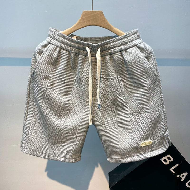 Men's Summer Shorts Jogging Bottom Casual Wave Pattern Drawstring Gym Pants