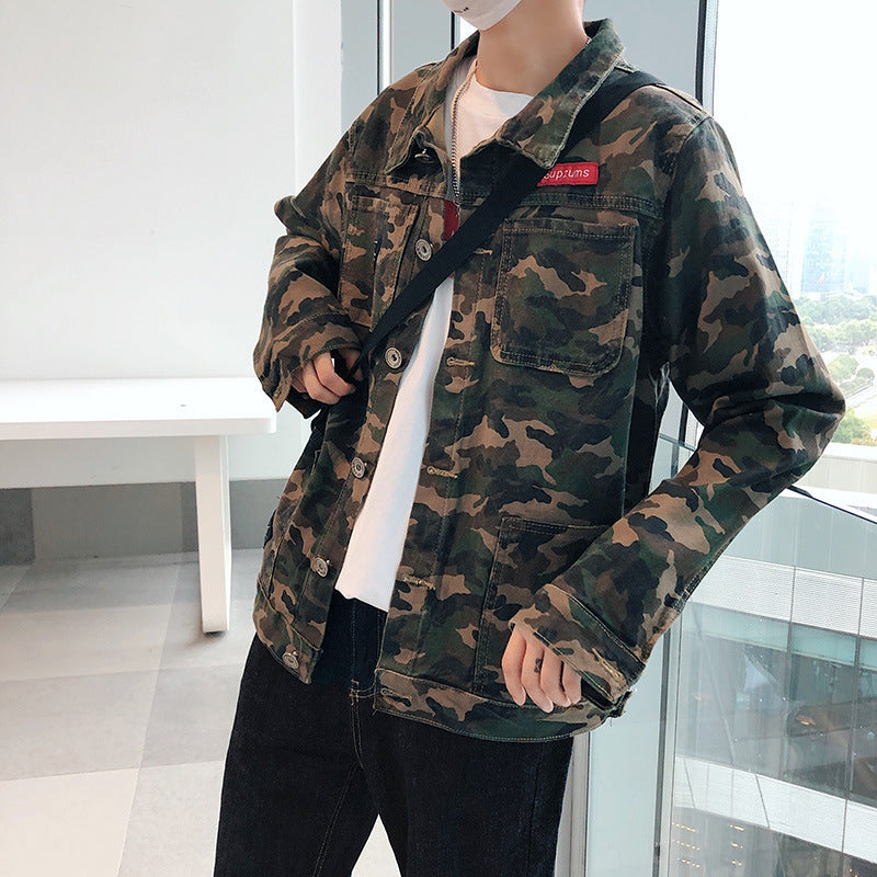 Mens Camouflage Military Trucker Shirt Jacket