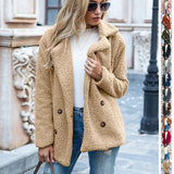 Button-down Fluffy Jacket, Loose Lapels, Plush Cardigan, Women's Top