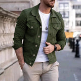 Multi-pocket Denim Jacket Denim Workwear Jacket Tops Coat Spring Autumn Men Slim