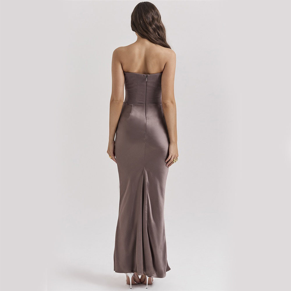 Slim Tube Top Long Dress Sexy Fashion Bandeau Backless Dresses For Women