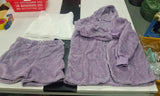 Womens Clothing 3 pcs Long Sleeve Crop Tank Top And Drawstring Shorts Pajama Set