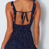Womens Polka-dot Strappy Dress Women Summer Fashion Beach Sundress