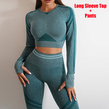 Ladies Seamless Yoga Pants Sports Gym Fitness Leggings Or Long Sleeve Tops Outfits Butt Lifting Slim Workout Sportswear Clothing