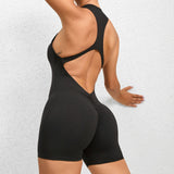 Womens Zippered Yoga Fitness Shorts Jumpsuit Sleeveless Tummy Control Stretch Shapewear Butt Lifting Sportswear Women