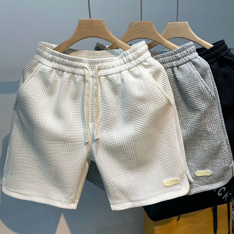 Men's Summer Shorts Jogging Bottom Casual Wave Pattern Drawstring Gym Pants