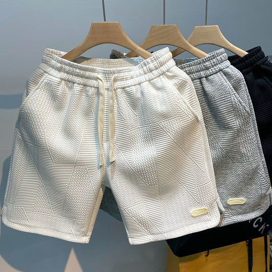 Men's Summer Shorts Jogging Bottom Casual Wave Pattern Drawstring Gym Pants