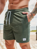 New Mens Lace-up Drawstring Shorts Summer Corduroy Sports Short Pants Mens Clothing