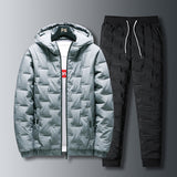 Mens Sweatsuits Puffer Jacket Trouser set Warm padded Jacket Trouser Set