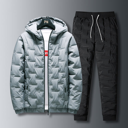 Mens Sweatsuits Puffer Jacket Trouser set Warm padded Jacket Trouser Set