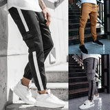 Leather Bound Mens Casual Joggers Pants Elastic Drawstring Chino Cargo Pants Hiking Outdoor Track Sweatpants