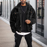 Fuzzy Sherpa Jacket Fleece Long Sleeve Button Down Coat Fall Winter Warm Outwear Fleece Long Sleeve Button Down Coat Fall Winter Warm Outwear