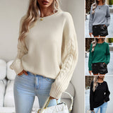 Women's Fashionable Simple Round Neck Sweater Winter Warm Sweater