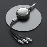 3 In1 USB Cable Micro USB Type C Cable 3 In 1 2.4A Retractable USB C Charging Cable
