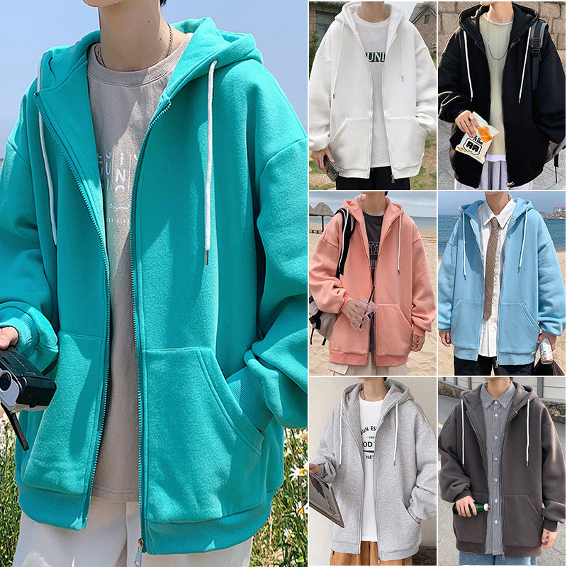 New Men's Hooded Fashion Casual Zipper Hooded Cotton Jacket Coat