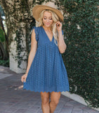 ladies Lace Dresses With Pocket Summer Sleeveless Jacquard Cutout V-Neck Beach Dress