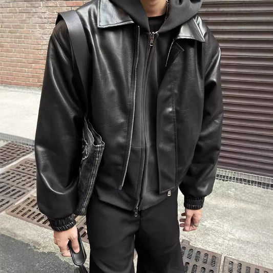 Mens Retro Short leather jacket